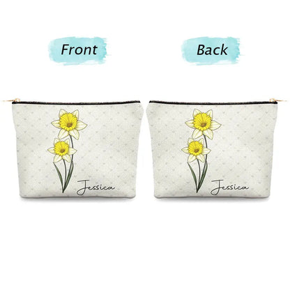 Birth Flower For Women - Personalized Cosmetic Bag Cosmetic Bag The Next Custom Gift