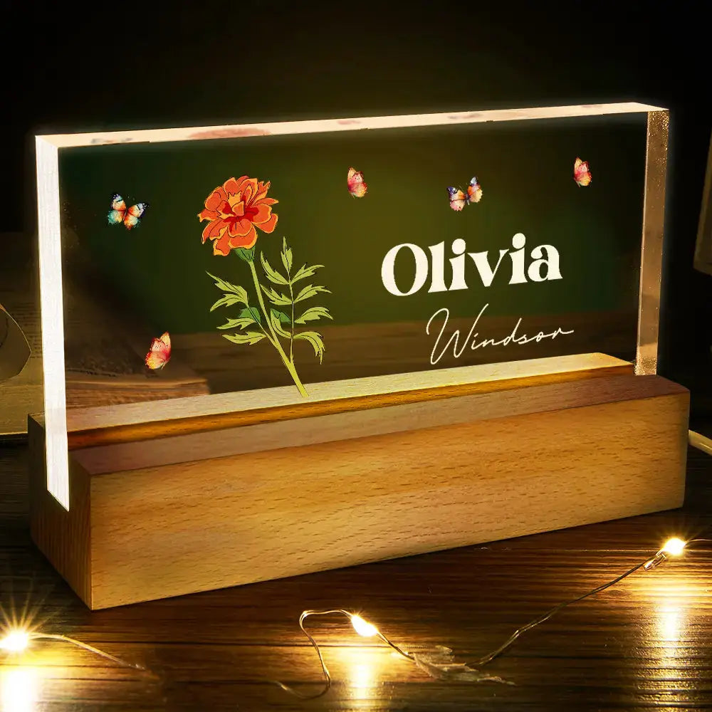 Birth Flowers For Women - Personalized Rectangle Led Light LED Night Light The Next Custom Gift