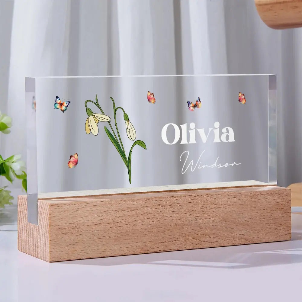 Birth Flowers For Women - Personalized Rectangle Led Light LED Night Light The Next Custom Gift