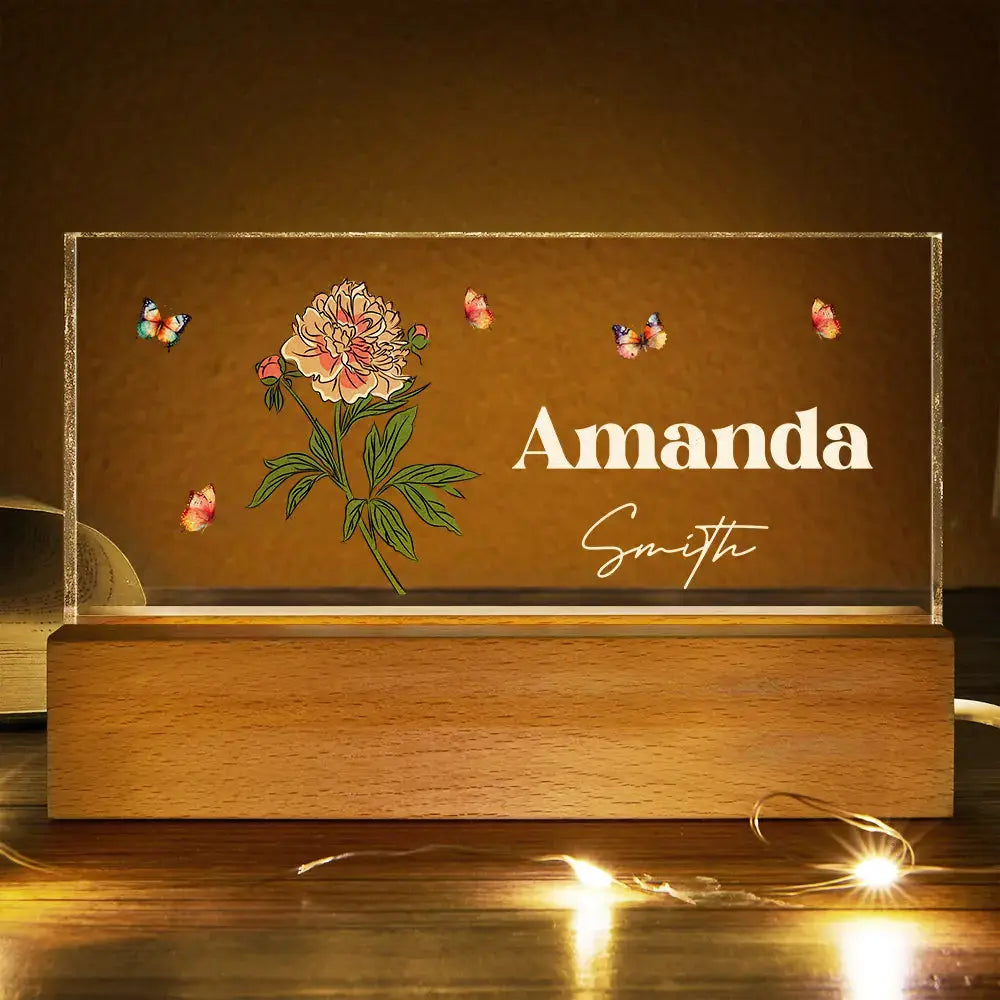 Birth Flowers For Women - Personalized Rectangle Led Light LED Night Light The Next Custom Gift