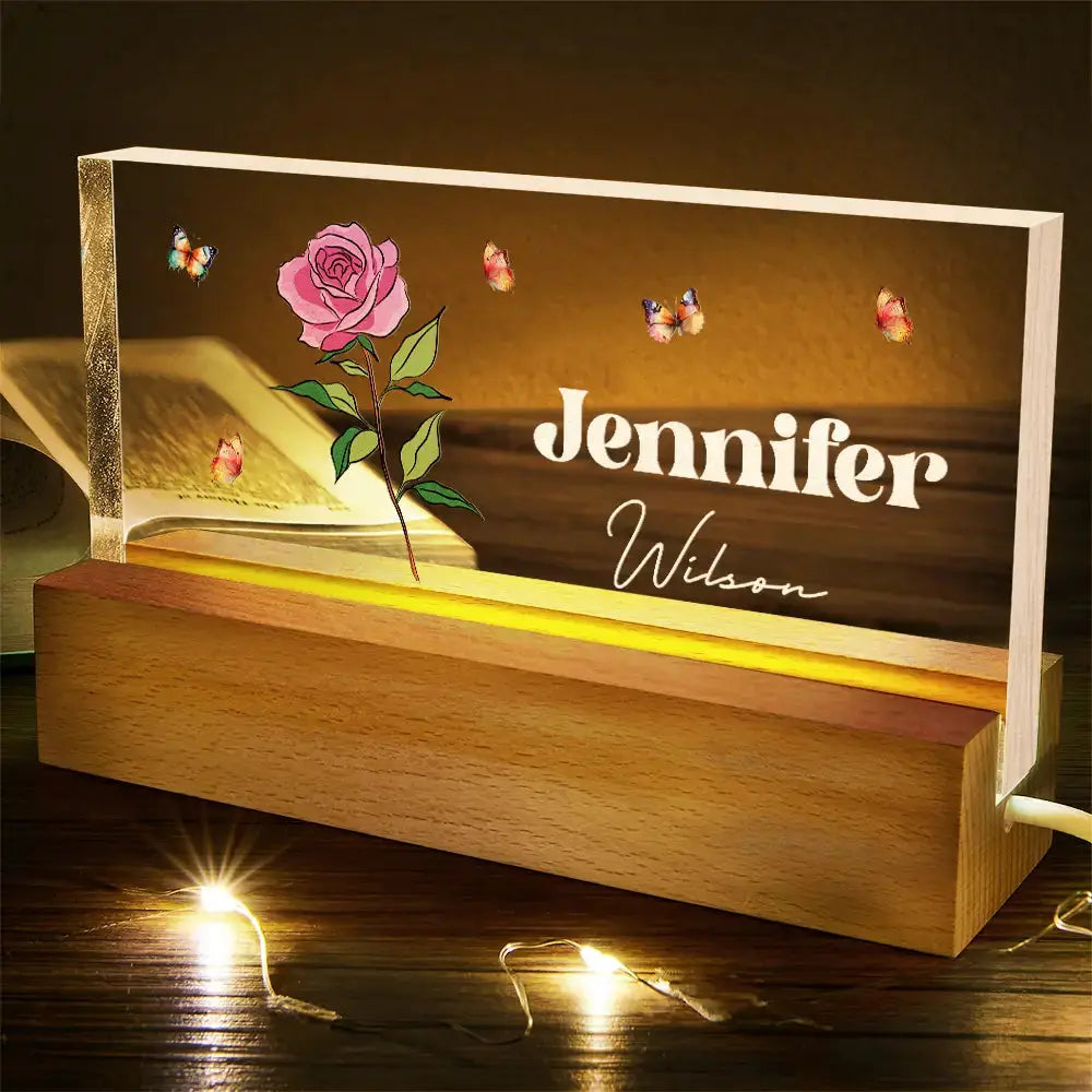 Birth Flowers For Women - Personalized Rectangle Led Light LED Night Light The Next Custom Gift