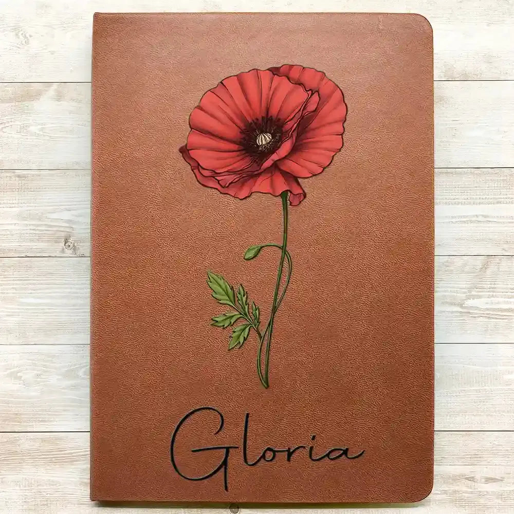 Birth Month Flowers Bloom Where You're Planted - Personalized Leather Journal Leather Journal The Next Custom Gift