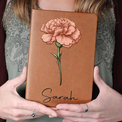 Birth Month Flowers Bloom Where You're Planted - Personalized Leather Journal Leather Journal The Next Custom Gift