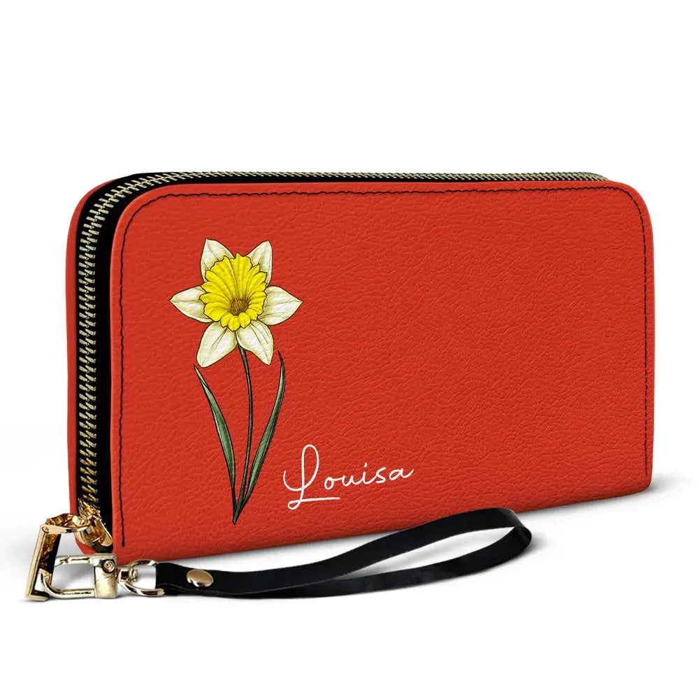 Birth Month Flowers Bloom Where You're Planted - Personalized Leather Long Wallet Leather Long Wallet The Next Custom Gift