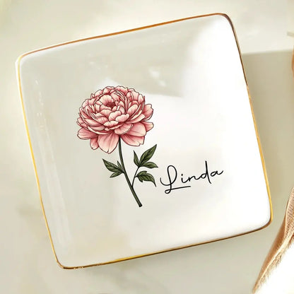 Birth Month Flowers Bloom Where You're Planted - Personalized Ring Dish Dish The Next Custom Gift