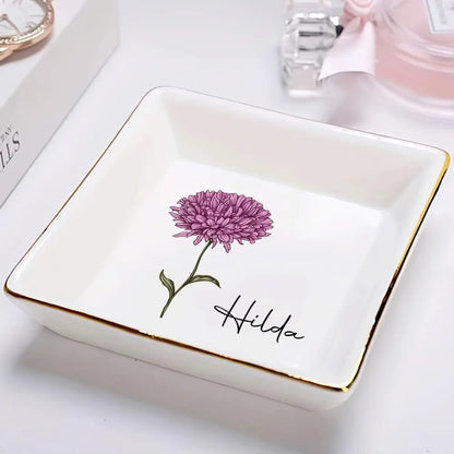 Birth Month Flowers Bloom Where You're Planted - Personalized Ring Dish Dish The Next Custom Gift