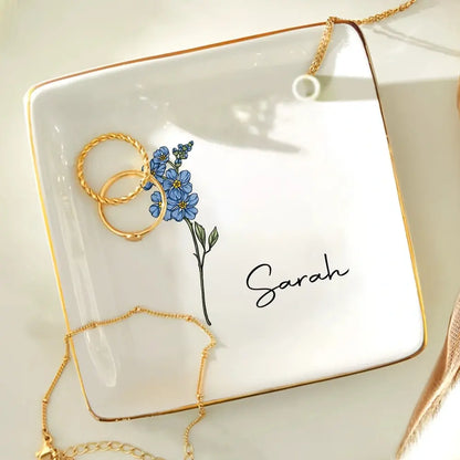 Birth Month Flowers Bloom Where You're Planted - Personalized Ring Dish Dish The Next Custom Gift