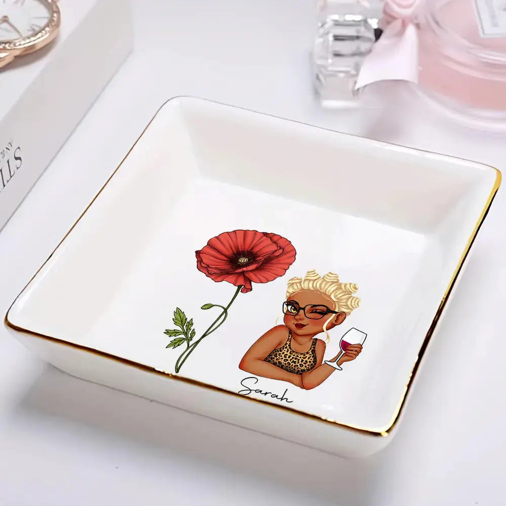 Birth Month Flowers Girl Bloom Where You're Planted - Personalized Ring Dish Dish The Next Custom Gift