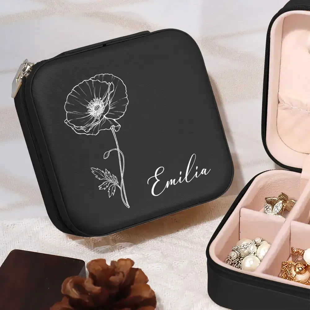 Birth Month Flowers Sketch Bloom Where You're Planted - Personalized Jewelry Box  The Next Custom Gift