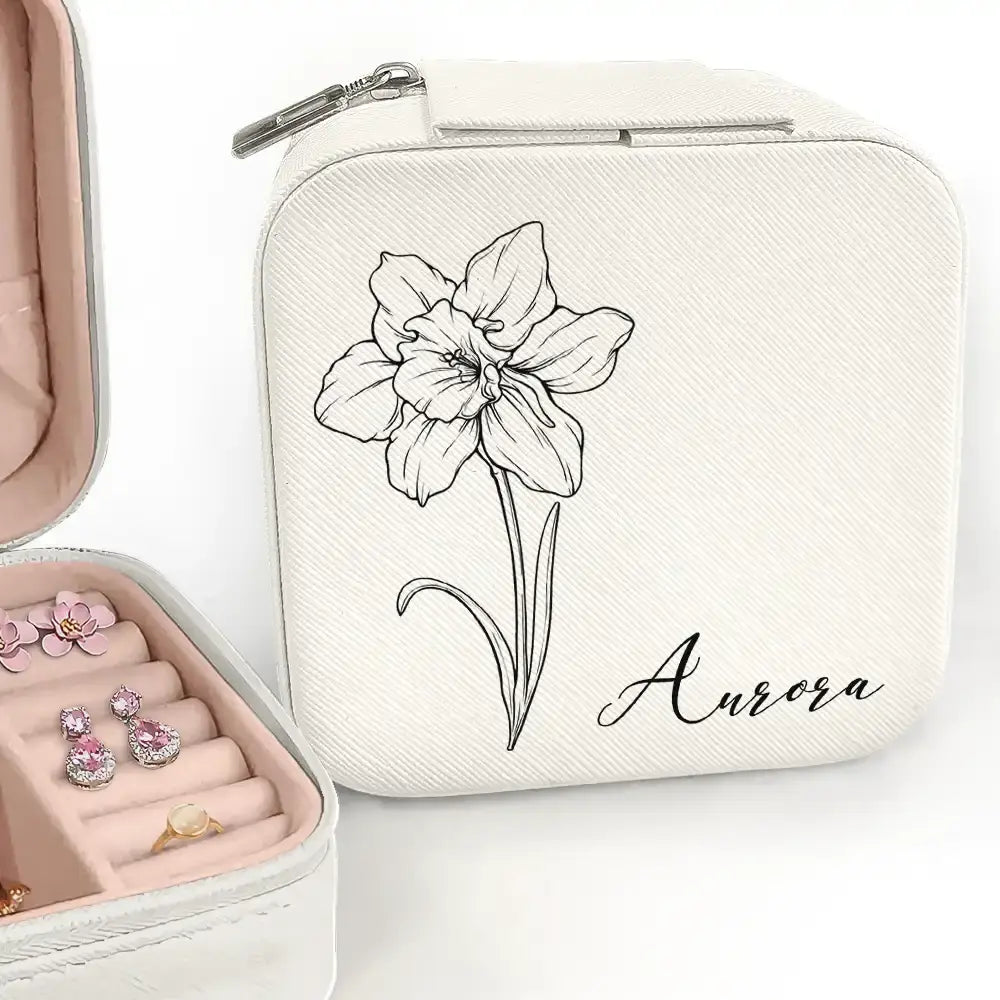 Birth Month Flowers Sketch Bloom Where You're Planted - Personalized Jewelry Box  The Next Custom Gift