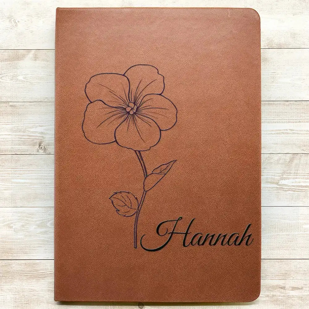 Birth Month Flowers Sketch Bloom Where You're Planted - Personalized Leather Journal Leather Journal The Next Custom Gift