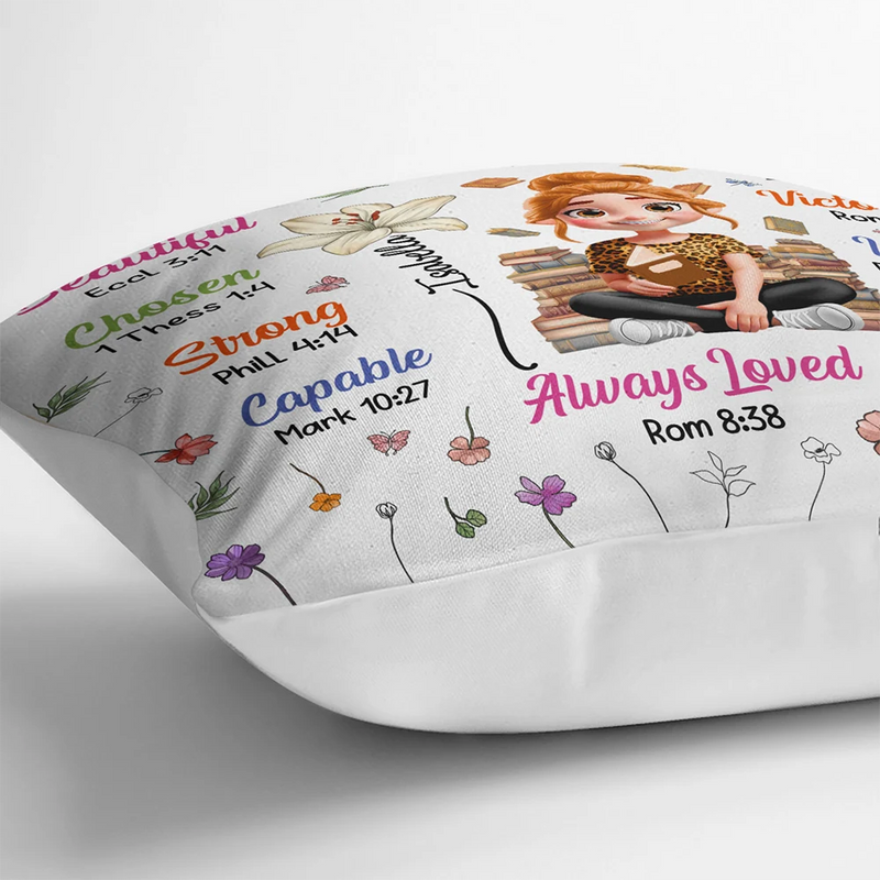 Birth Flower Bible Verse God Says I Am - Personalized Pillow