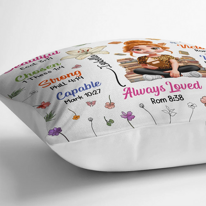 Birth Flower Bible Verse God Says I Am - Personalized Pillow