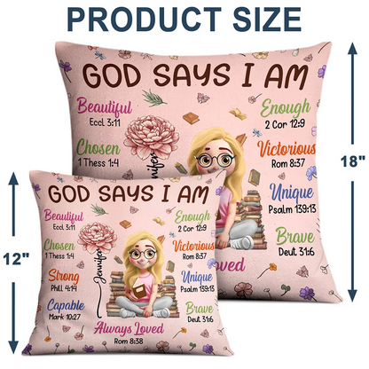Birth Flower Bible Verse God Says I Am - Personalized Pillow