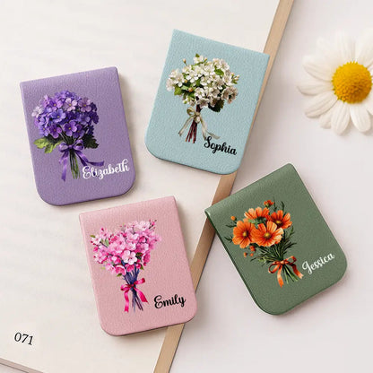 Birth Flower Bouquet Book Keepsake - Personalized Leather Magnetic Bookmark