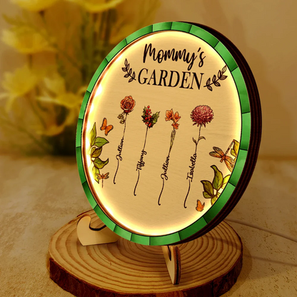 Birth Flower Grandma's Garden - Personalized LED Light Wooden Plaque