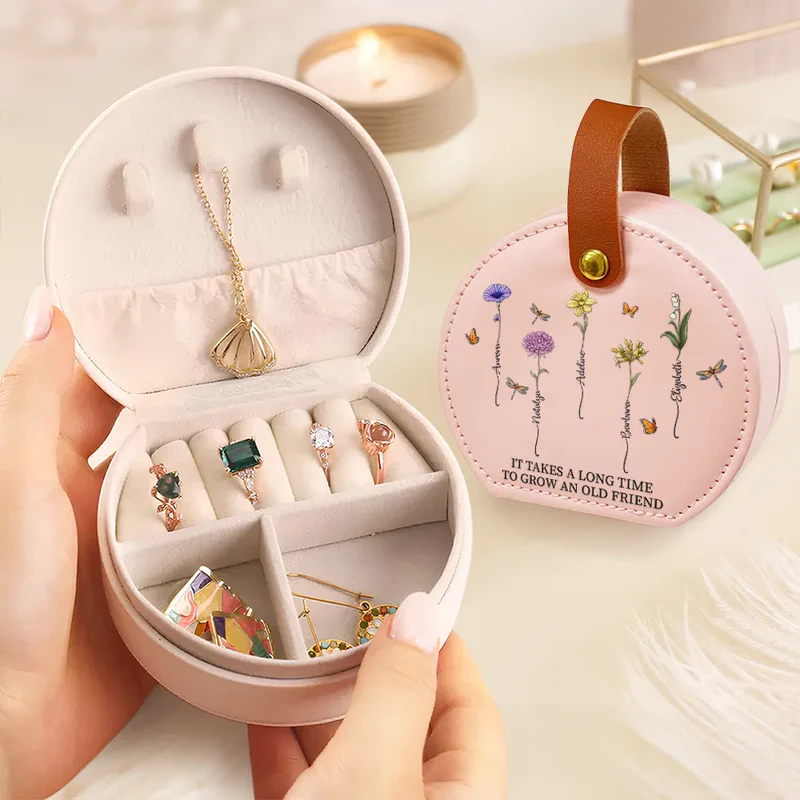 Birth Flower Grow An Old Friend - Personalized Jewelry Box With Handle