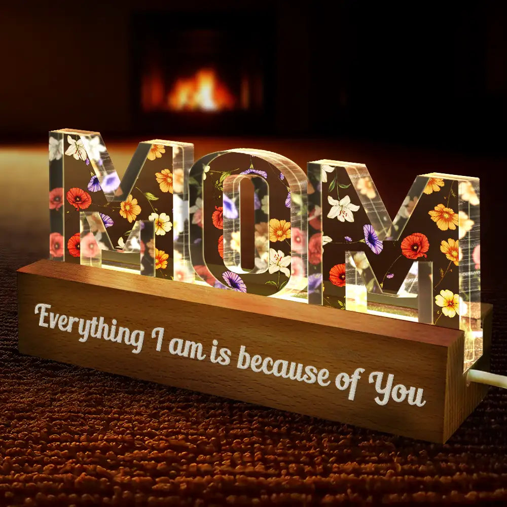 Birth Flower Mommy We Love You - Personalized Custom Shaped LED Light