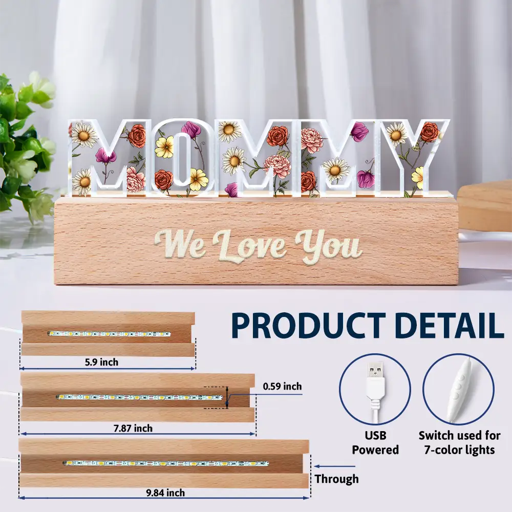 Birth Flower Mommy We Love You - Personalized Custom Shaped LED Light