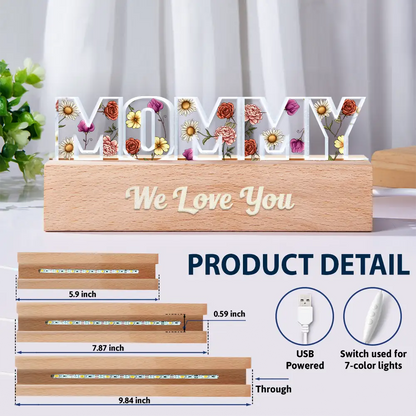 Birth Flower Mommy We Love You - Personalized Custom Shaped LED Light