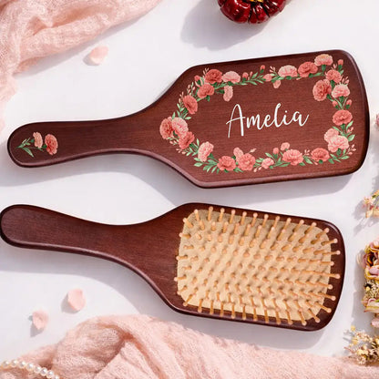 Custom Photo Pencil Sketch I Love You Mom Grandma - Personalized Wooden Hair Brush