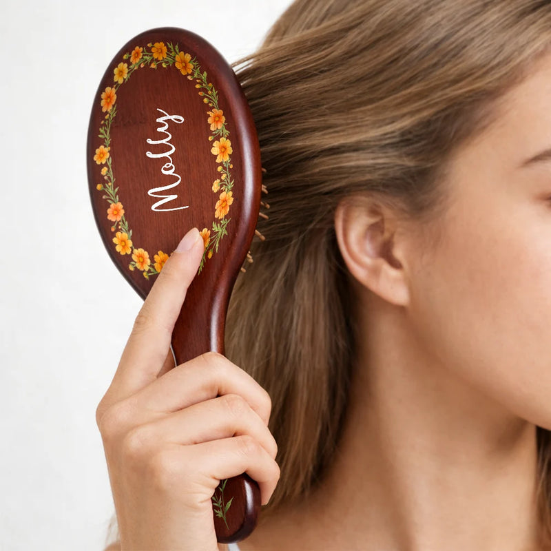 Custom Photo Pencil Sketch I Love You Mom Grandma - Personalized Wooden Hair Brush