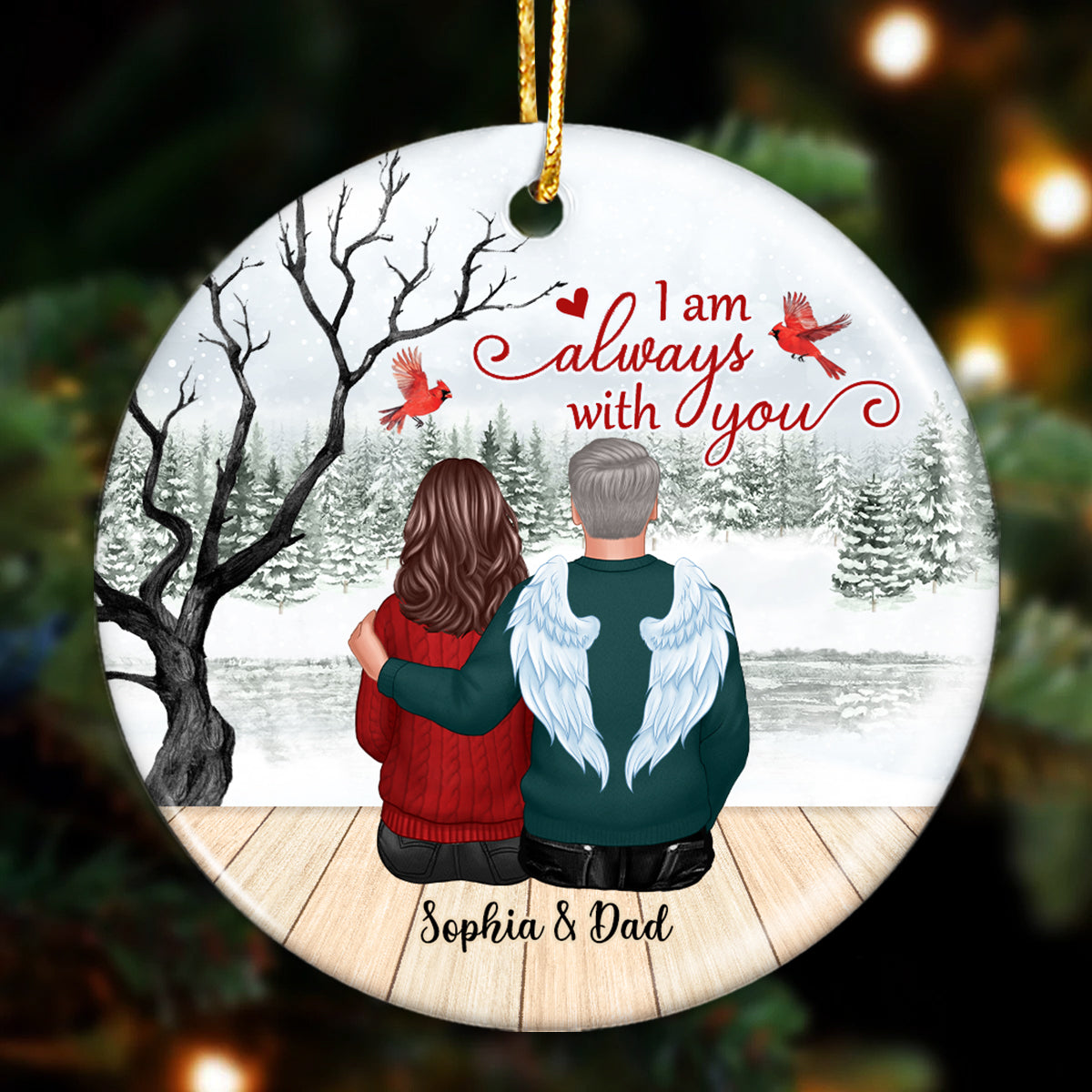 Always With You Dry Tree And Wood Brigde Memorial Gifts Personalized Circle Ornament