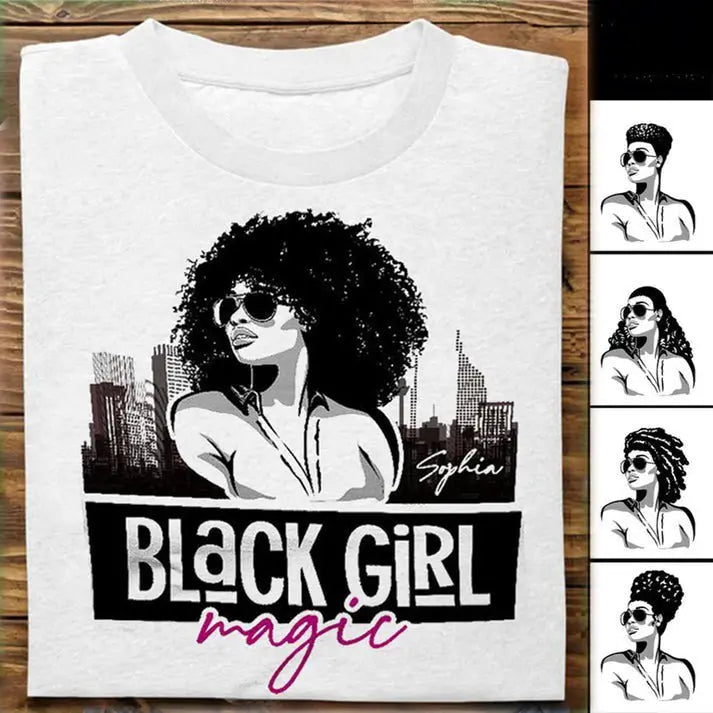 Black Girl - Black Girl Magic Pink - Personalized Unisex T-shirt, Hoodie, Sweatshirt Shirts & Tops The Next Custom Gift