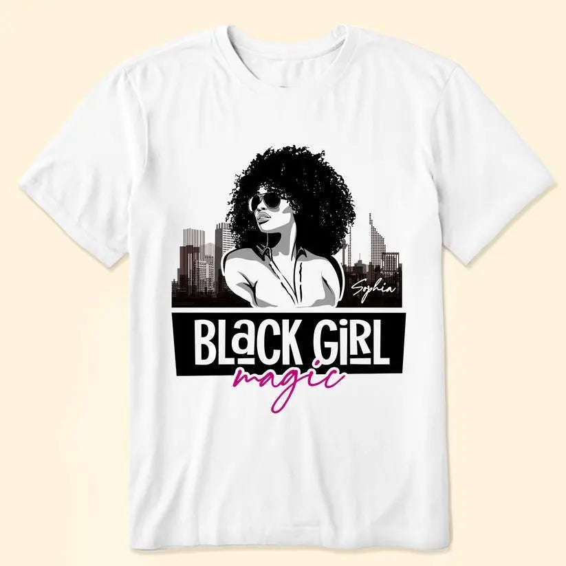 Black Girl - Black Girl Magic Pink - Personalized Unisex T-shirt, Hoodie, Sweatshirt Shirts & Tops The Next Custom Gift