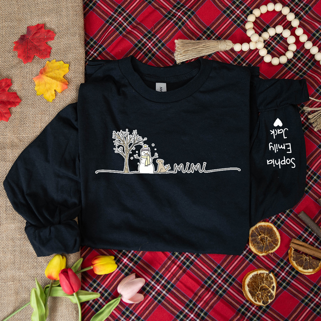 Mimi Christmas Snowman And Grandkids Longsleeve