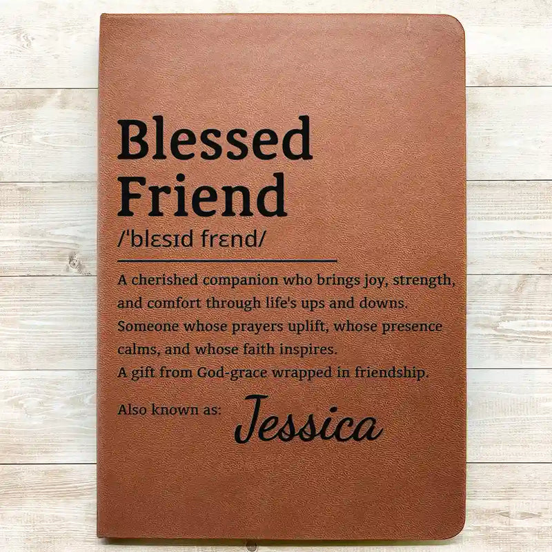 Blessed Friend Christian Friendship - Personalized Leather Journal