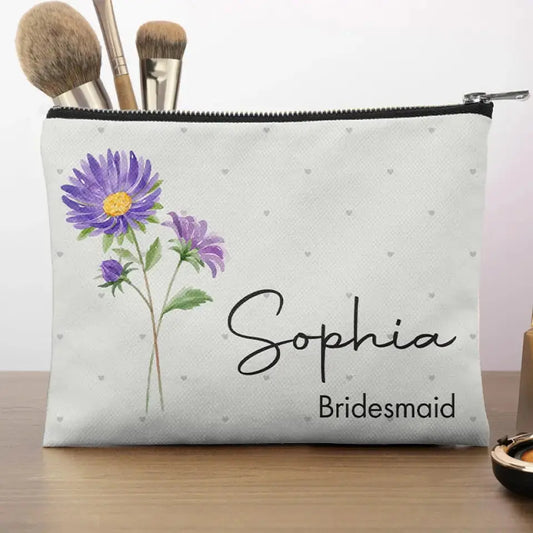 Blooming With Beauty - Bestie Personalized Custom Cosmetic Bag - Wedding Gift, Bridesmaid Gift For Best Friends, BFF, Sisters Cosmetic Bag The Next Custom Gift