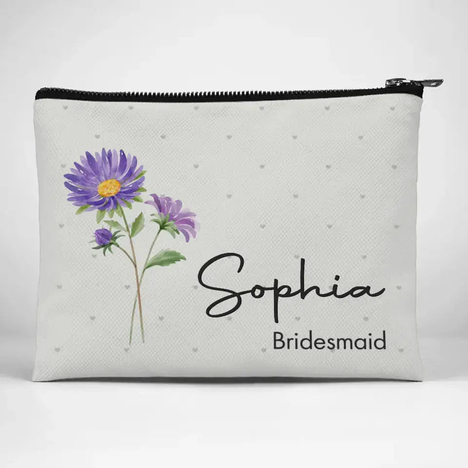 Blooming With Beauty - Bestie Personalized Custom Cosmetic Bag - Wedding Gift, Bridesmaid Gift For Best Friends, BFF, Sisters Cosmetic Bag The Next Custom Gift