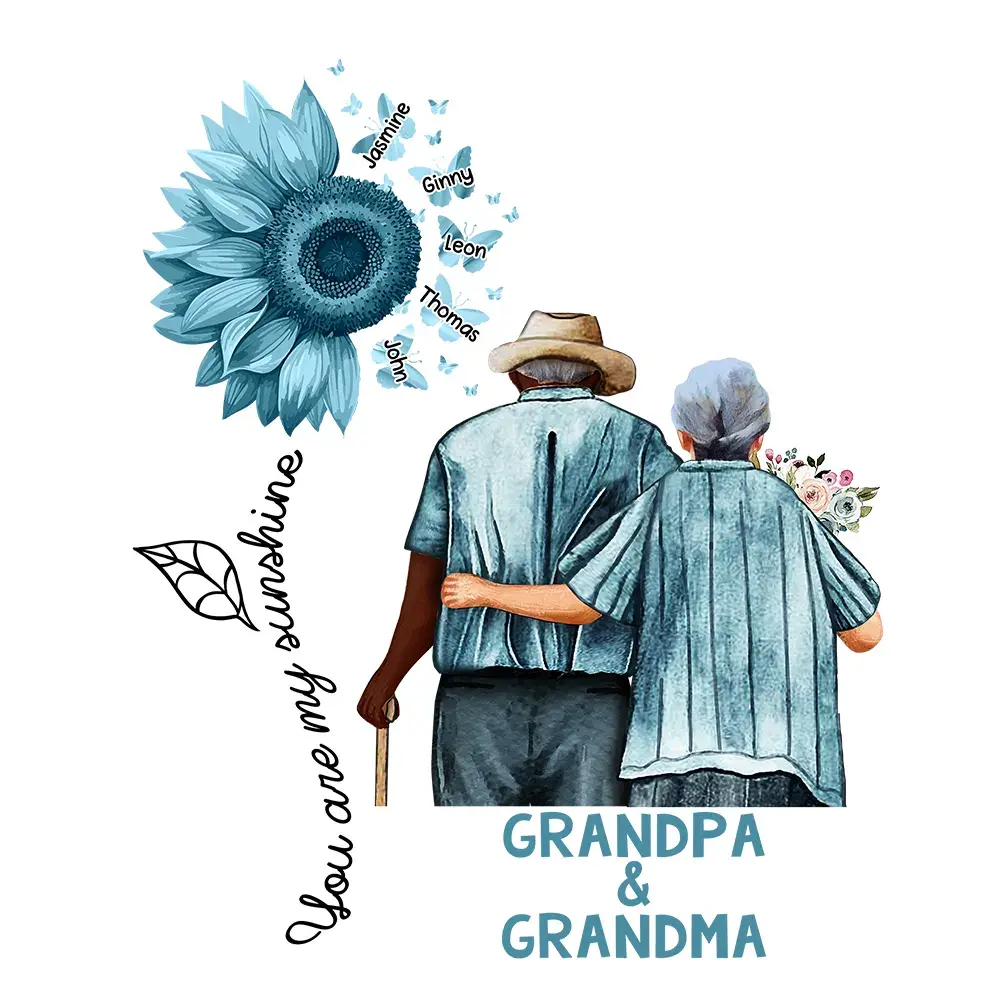 Blue You Are My Sunshine Grandparent - Personalized Decor Decal Decal The Next Custom Gift