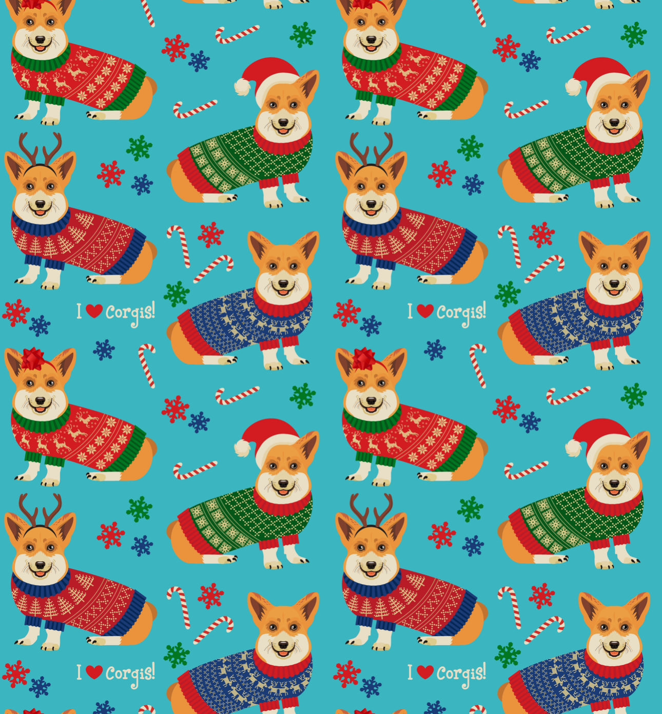 Peggy Swing Dress in Blue Christmas Corgi's - Preorder for dispatch 29th November