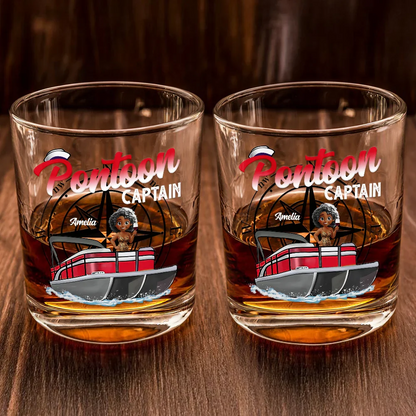 Boating Pontoon Captain Traveling - Personalized Whiskey Glass