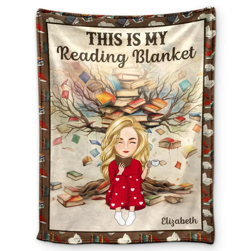 Book Tree This Is My Reading Blanket - Personalized Fleece Blanket Blanket The Next Custom Gift