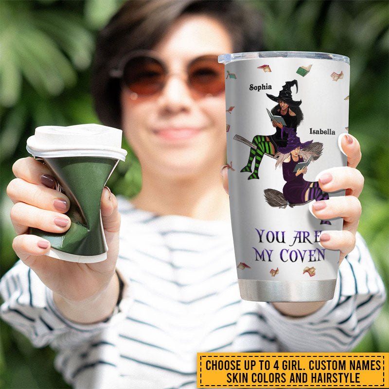 Book Witch Reading Witchery Bestie Halloween Friends BFF Side By Side Custom Tumbler