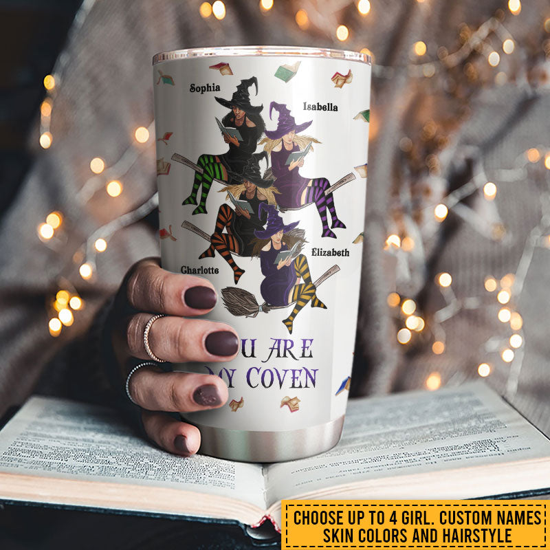 Book Witch Reading Witchery Bestie Halloween Friends BFF Side By Side Custom Tumbler