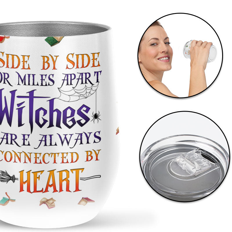 Book Witch Reading Witchery Bestie Halloween Friends BFF Side By Side Custom Wine Tumbler