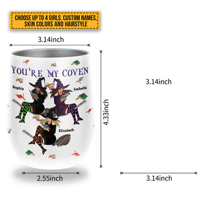 Book Witch Reading Witchery Bestie Halloween Friends BFF Side By Side Custom Wine Tumbler