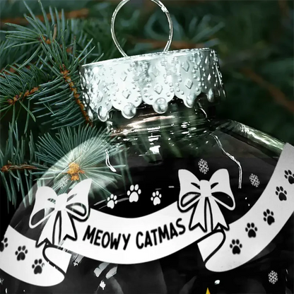 Bowknots Meowy Catmas - Personalized Ball Ornament