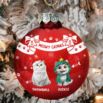 Bowknots Meowy Catmas - Personalized Ball Ornament