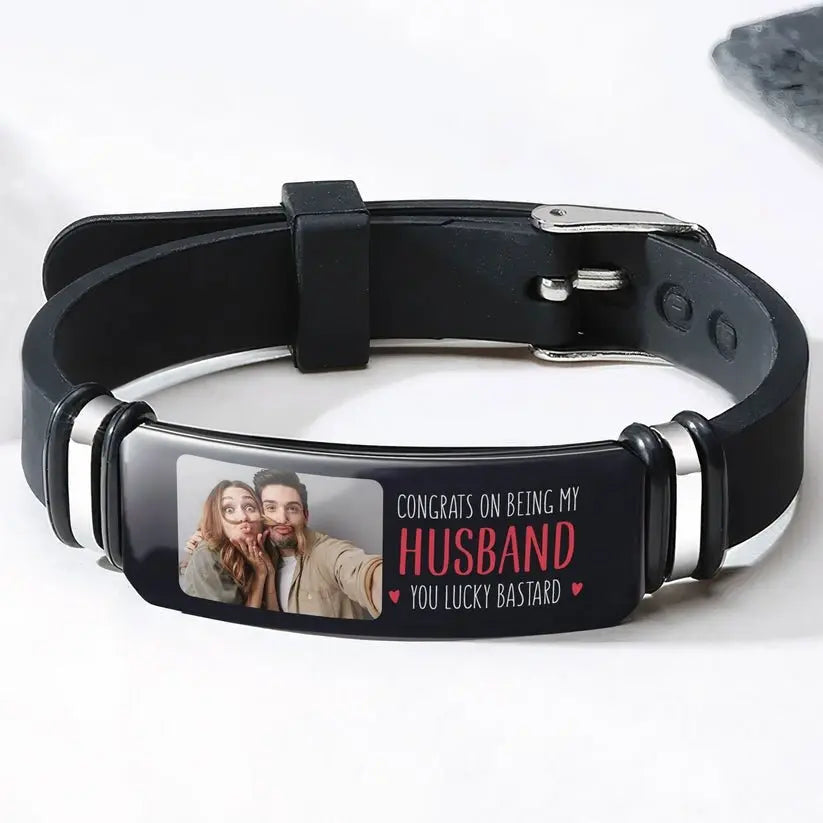 Couple - Congrats On Being My Husband/ Boyfriend - Personalized Photo Bracelet  The Next Custom Gift