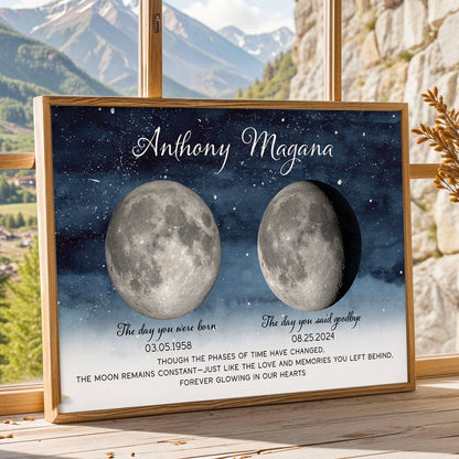 Starry Night Memorial Keepsake Lost Loved One Moon Phase Art Sympathy Gift Personalized Poster