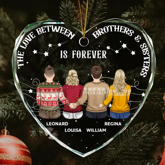 Brother Sister Forever Linked Together - Personalized Heart Shaped Acrylic Ornament