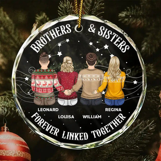 Brother Sister Forever Linked Together - Personalized Custom Shaped Acrylic Ornament