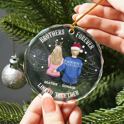 Brother Sister Forever Linked Together - Personalized Custom Shaped Acrylic Ornament