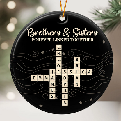 Brothers & Sisters Forever Linked Together New Version - Personalized Acrylic Ornament