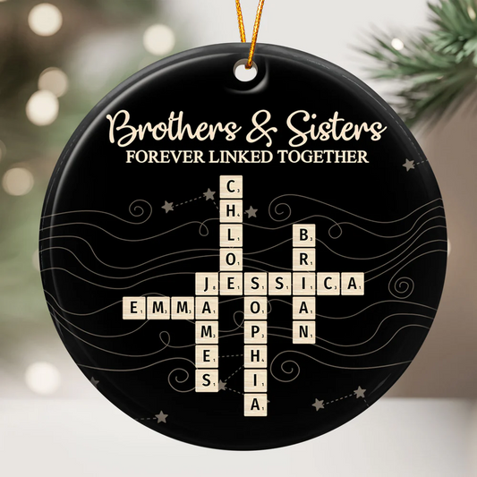Brothers & Sisters Forever Linked Together New Version - Personalized Acrylic Ornament